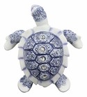 Terracotta Blue And White Feng Shui Celestial Sea Turtle Statue 6 wide