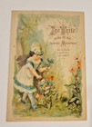 The White King Of Sewing Machines Lovely Girl Picking Flowers Victorian Card