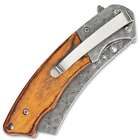 Boot Hill Razor Pocket Knife  Damascus Pattern Steel Blade  Assisted Opening