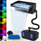 All-in-one Pond Waterfall Kit - 550gph Pump  8  Stainless Steel Spillway  Led Li