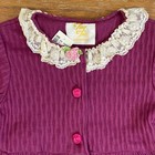 Vintage Girls Dress Size 2t   1990s Lace Peter Pan Collar Rosette Frock Ribbed
