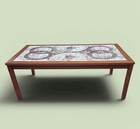 Vintage Mid Century Modern Danish Gangse Mobler  Teak Ceramic Tile Coffee Table