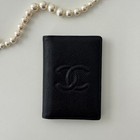 Chanel Vintage Cc Logo Flap Card Wallet Black Caviar Leather