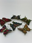 Vtg Set Of 6 Butterfly Magnets Colorful Enamel Designs   Bronze Tone Finish
