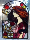 Stained Stsined Glass Maiden Suncatcher Handmade  10 1 4    X 13 3 4   l