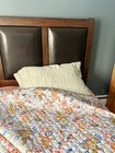 Cuddledown Quilted Cotton King Coverlet Chinese Dragons Asian Blue Floral Art