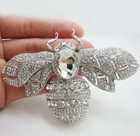 2 36  Rhinestone Crystal Bee Insect Clear Brooch Pin Pendant Silver-tone 