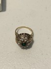Vintage 10k Yellow Gold Emerald And Opals Size 7 25