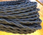 Cloth Covered Twisted Wire - Black gray Pattern  Vintage Style Fabric Lamp Cord