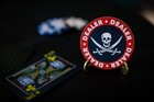 Poker Dealer Button Texas Hold  em Home Game Accessory Skull Jolly Roger Red