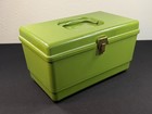 Vintage Green Sewing Box W button Organizer Tray   Sewing Supplies Craft Storage
