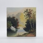 Arts   Crafts Fireplace Tile Hand-painted Swan Landscape Design C1900 Ae1