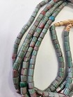 2 Strands Antique Small Venetian Chevron Beads White Core Green Red Stripes 23 