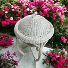 Rare Vintage Victorian Wicker Rattan Basket Sewing Stand 40    Tall Lidded Planter