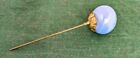 Vintage Antique Hat Pin Victorian Blue Opalescent Glass Orb Stick Pin Classic