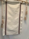One Vintage French Metis Linen Torchon Kitchen Towel Red Green Stripe Christmas