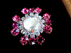 Amazing Czech Vintage Style Glass Rhinestone Button        Pinks   Crystal