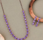 925 Silver  Purple Diamond Necklace   Earrings Set  Rare 31 Ct Certified Treated