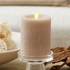 Luminara Sea Glass Flameless Candle  Timeless Taupe 3  X 4 5   Moving Led Fla   