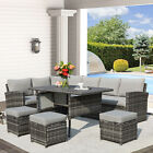 7 Pieces Outdoor Rattan Sectional Sofa Patio Furniture Set W  Protection Cover
