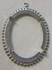 12 Vtg Rare Prong Set Rhodium Silver Plated 30x40mm Oval Cameo Pendant Settings