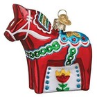 Old World Christmas Swedish Dala Horse Glass Ornament Free Box 44157 New