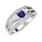 Claddagh Irish 5mm Heart Blue Syntheitc 925 Sterling Silver Solitaire Ring