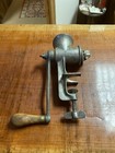 Vintage 1930   s Larkin Cast Iron Table Top Manual Meat Grinder With Wooden Handle