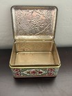 Vintage Floral Tin Container Trinket Box Made In Holland Metal Embossed 1940s