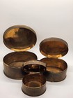 Vintage Lot Of 3 Solid Brass Oval Hinged Nesting Snuffbox 3 Different Sizes