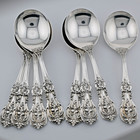 8 Sterling Silver Reed   Barton Francis I Cream Soup Spoons New Mark No Mono