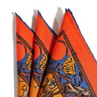 Orange Polo Motif Ancient Madder Silk Pocket Square  hand-rolled 