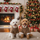 Reindeer Dog Costume     Brown Plush Fleece Christmas Pet Costume Size M