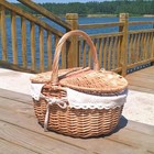 Woven Wicker Picnic Basket W lids And Washable Lining Rattan Fruit Snack Baskets
