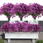 20 Bundles Artificial Flowers For Outdoors  Uv Resistant Fake 20pcs Purple