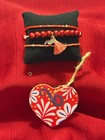 Islamic Prayer Bracelet   Glass acrylic   Metal Dove wood Heart     30 Beads  