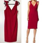 Dress The Population Dress L Red Cocktail Party Wedding Guest Bow Tie Coquette