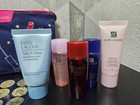 Estee Lauder 7 Pc Travel Gift Set Cosmetic Bag Comb Minis Stickers New Unused