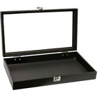 24 White Gem Jars Display   Glass Top Case