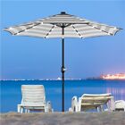 7 5 9 10 11ft Patio Market Umbrella With Led Solar Lights push Button Tilt crank