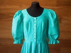 Turquoise Cotton Vintage Austrian Women s Dress Salzburger Dirndl Look  L  Xl