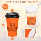 48 Pcs Halloween Coffee Cups With Lids 16 Oz Ghost Trick Or Treat Coffee Paper C