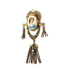 Victorian Revival Hand Paint Limoges France Brooch Pendant Enamel 1940s