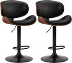 2pcs Swivel Pu Leather Bar Stools With Back footrest adjustable Height cafe bar