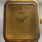 Seiko Watch Women 17mm Gold Dial Gold Tone Rectangle 2b20-5000 Vintage New Batt