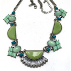 Lia Sophia Statement Necklace Mint Green Teal Lime Glacial Antique Silver 19 In