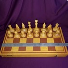 Vintage Wooden Chess Set Big Full Soviet Chess Set Wood Board 45x45cm
