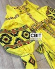 Yellow Embroidered Dress Vyshyvanka Linen  Ethnic Ukrainian Style  Free Shipping