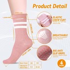Jspupifip 4 Pairs Pilates Socks With Grip One Size  Blue  Green  Purple  Pink