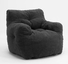 Big Joe Cozy Medium Black Faux Fur Bean Bag Chair Soft Velvet With Pockets